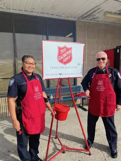 Officers collecting donations